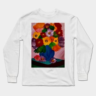 A lovely boutique of flowers in a blue vase Long Sleeve T-Shirt